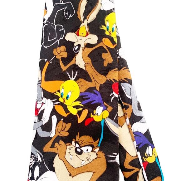 Warner Bros. Tie Vintage 1994 Looney Tunes Mania Novelty Bugs Bunny, Taz, Tweety - Picture 4 of 11